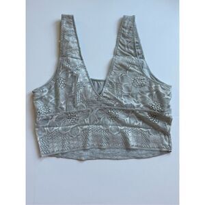 Size M aerie Best Lace Longline Bralette Top in Heather Grey